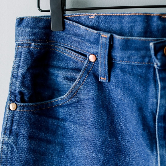 Vintage 1980's Wrangler Dark Denim High Rise Straight Leg Jeans Size 31/32 - Picture 8 of 9
